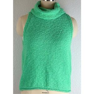 By Together Clothing Sleeveless Turtleneck Sweater 100% Cotton Mint Green Medium